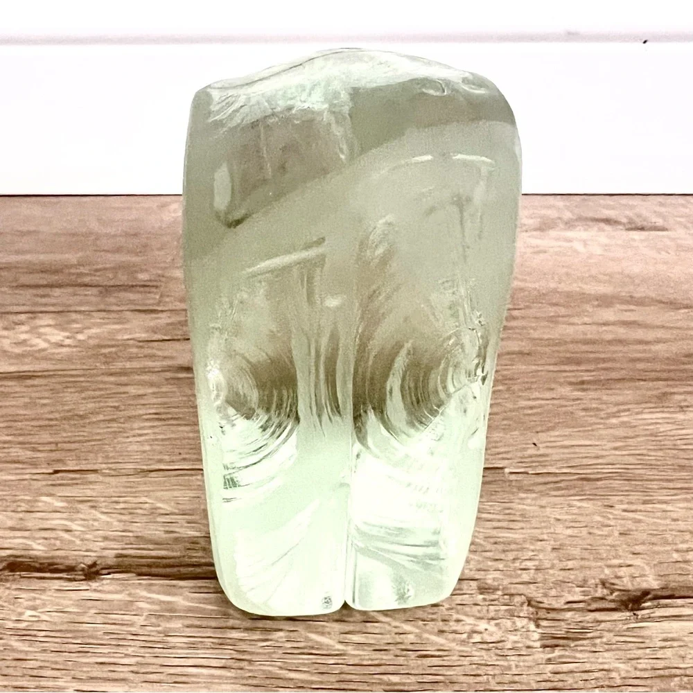 VINTAGE 1978 RM YATES ETCHED GLASS BLOCK‎ PAPERWEIGHT SAILBOAT SIGNED & DATED